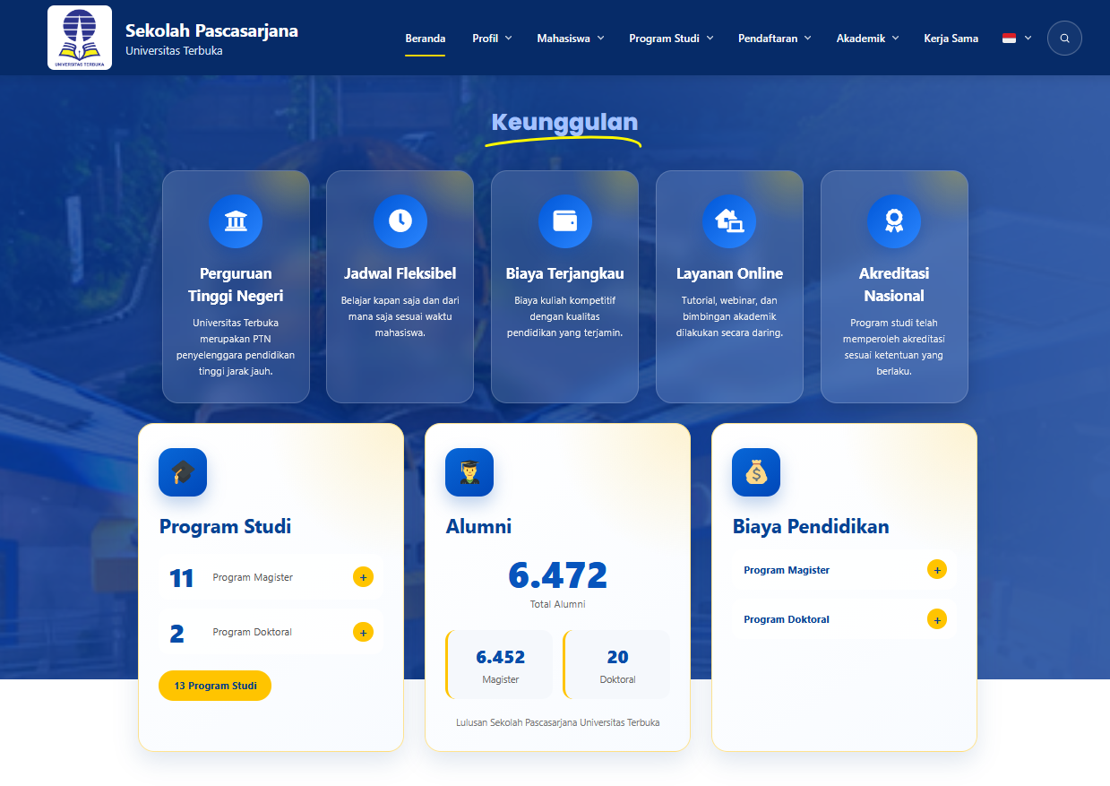 Halaman Utama Website SPs UT